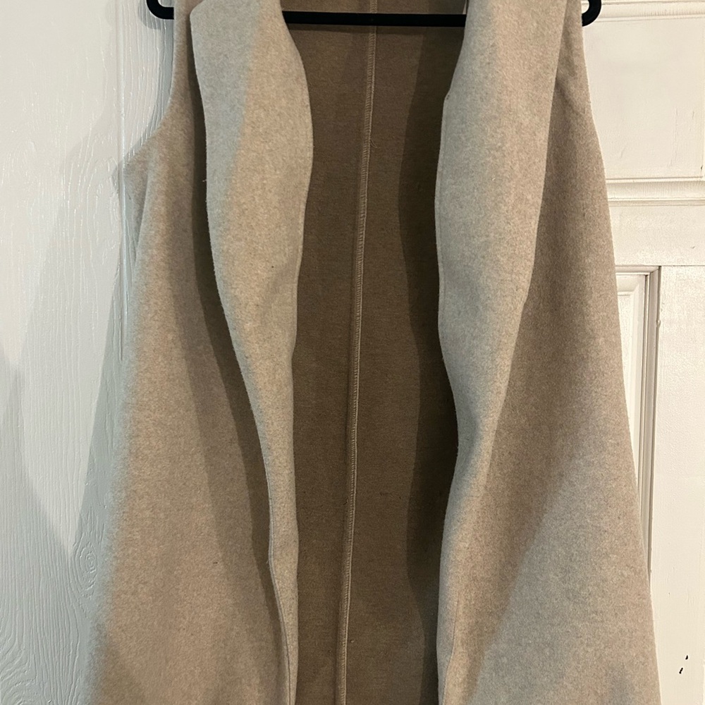 Beige Sleeveless Open Front Vest
